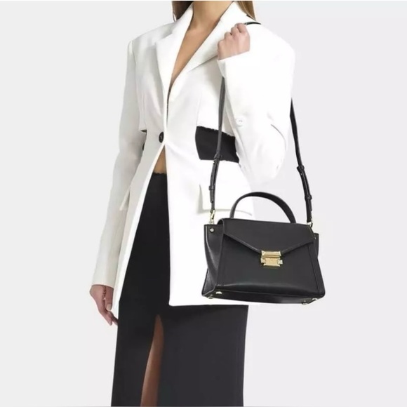 NWT MICHAEL Michael Kors Whitney Polished Leather Top Handle Satchel - Picture 3 of 15